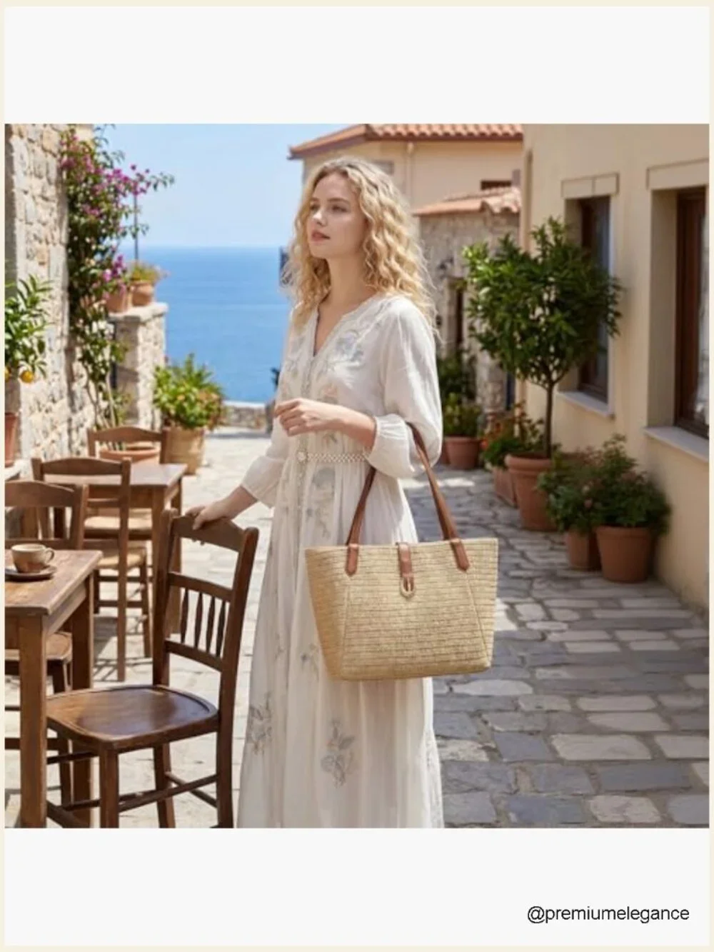 Large Woven Raffia Straw Beach Tote with Leather Handles, Shoulder Bag Summer